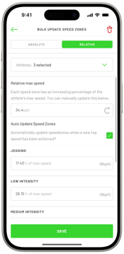 Bulk Update - Relative Speed Zones