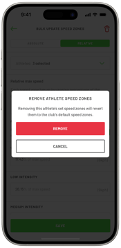 Remove Athlete Speed Zones