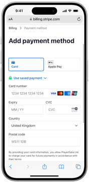 Stripe Add Payment Screen